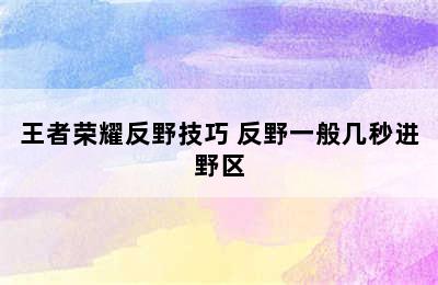 王者荣耀反野技巧 反野一般几秒进野区